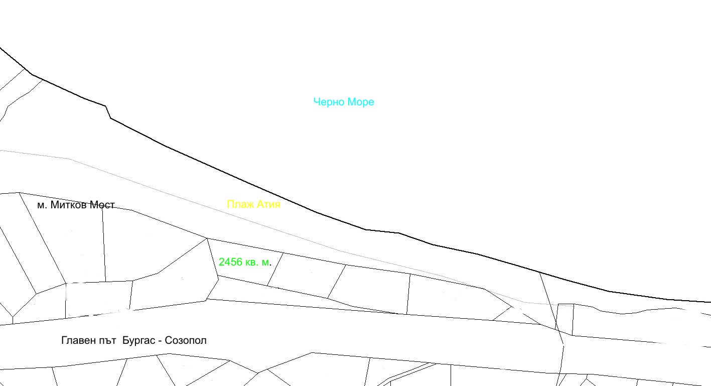 Първа линия парцел, на плаж до регулация, м. Митков Мост