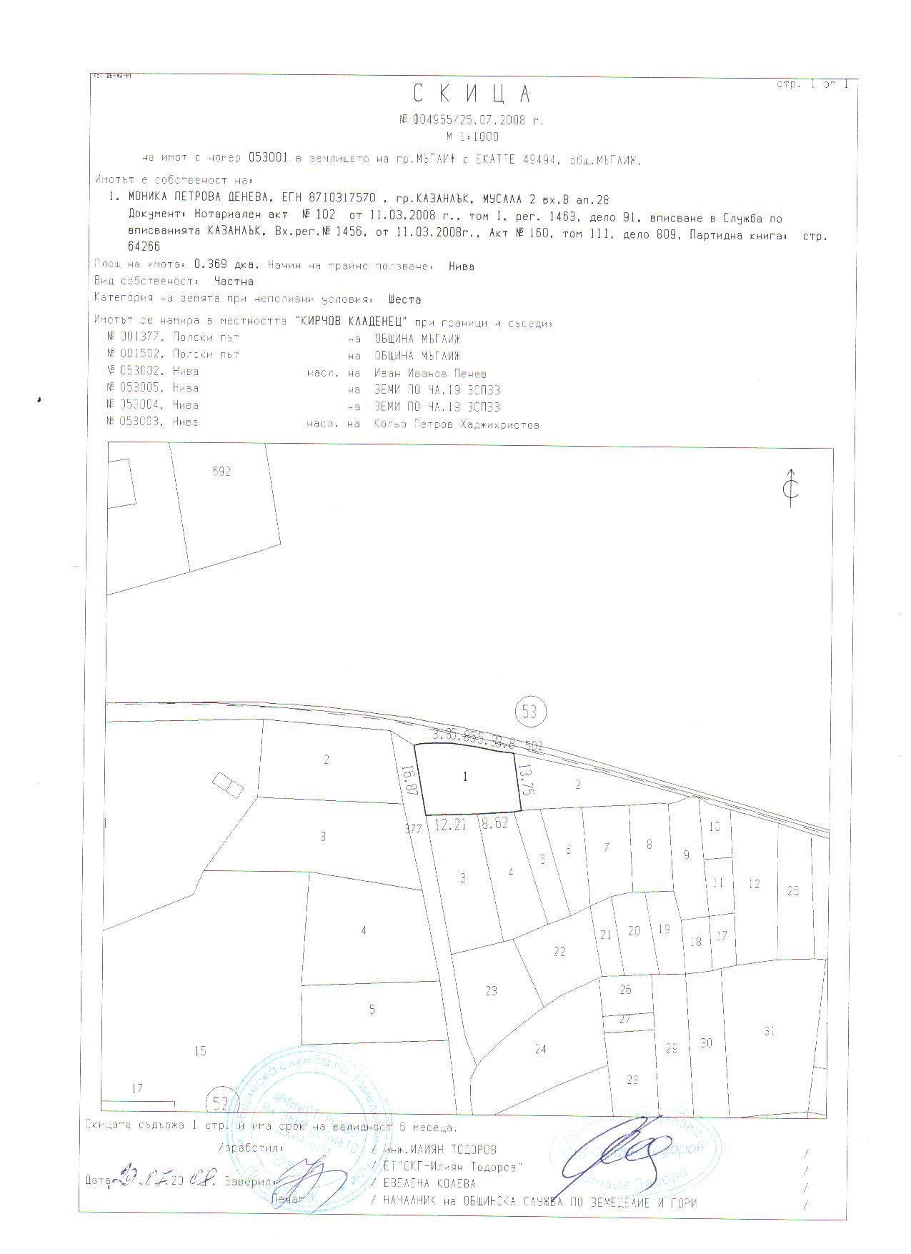 ПРОДАВАМ СОБСТВЕН ПАРЦЕЛ Н МЪГЛИЖ-СТАРОЗАГОРСКО-РЕГУЛАЦИЯ.