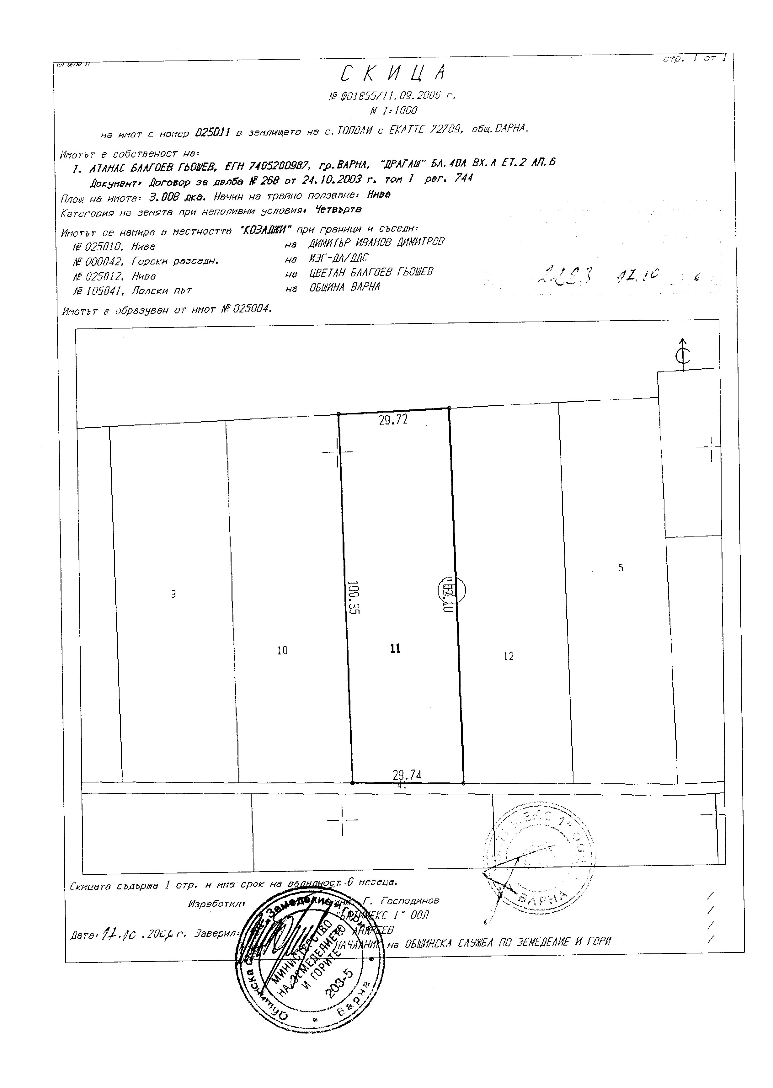 Парцел до Разсадника в с. Тополи