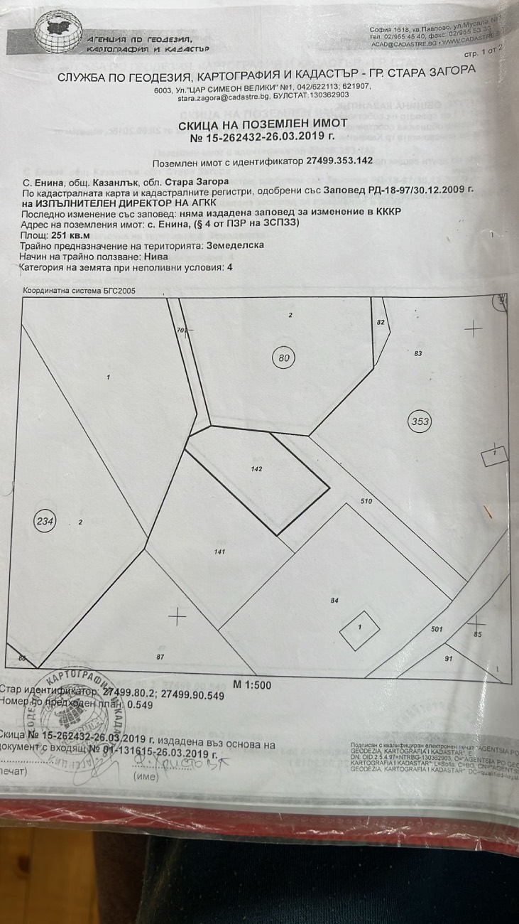 Продава Парцел в Енина, квартал Старите Лозя, Казанлък, област Стара Загора